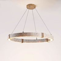 Luminaire suspendu VEKO en travertin, rond, pour salon, salle à manger, lustre en travertin
