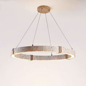 <span class=keywords><strong>VEKO</strong></span> Travertin Pendelleuchte Runder Kreis Wohnzimmer Esszimmer Travertin Kronleuchter - Product Image 1