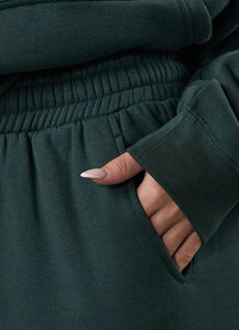 กางเกงวอร์มผ้าฝ้ายนุ่มผสมสำหรับผู้หญิงกางเกง & กางเกงสำหรับใส่ออกกำลังกายในยิมสีเขียวป่าลึก - Product Image 3