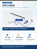 YYF SM1100D 10mm 37cm Pince à tissus vétérinaire réutilisable et détachable pour la chirurgie laparoscopique des tissus mous