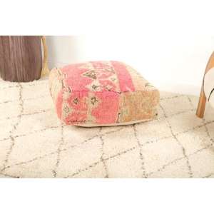 Puf de Cuero Marroquí Hecho a Mano, Otomana Tradicional Artesanal, Decoración del Hogar, Asiento Boho para Sala de Estar - Product Image 1
