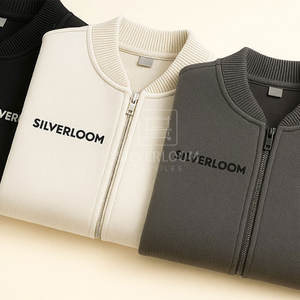 Chaqueta de bombardero de punto para hombre con logotipo personalizado al por mayor | Chaqueta de invierno con cremallera y mezcla de algodón ajustada de la marca Silverloom - Product Image 5
