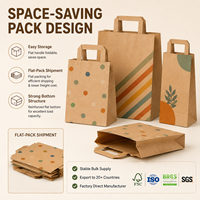 Bolsa de Papel con Asa Plana, Venta al por Mayor, Reciclable, Kraft, para Compras, con Logotipo Personalizado, para Cadenas de Panaderías, Restaurantes, Suministros de Empaque
