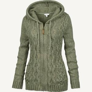 Cardigan à capuche en tricot torsadé de qualité supérieure, vente en gros, design personnalisé, mélange de laine, respirant, épais, décontracté pour le printemps - Product Image 1