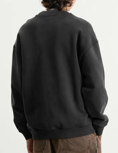 Sweat-shirt en coton à col rond surdimensionné uni pour homme avec logo imprimé brodé personnalisé Automne Hiver - Product Image 3