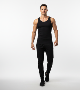 Chaleco UrbanoFlex Transpirable de Algodón Negro para Hombre, Sin Mangas, Suave y Elástico, para Comodidad Diaria, Ajuste Duradero - Product Image 3