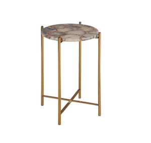 Mesa auxiliar de metal de latón AK con tapa de mármol en mesa moderna con acabado multicolor para muebles de hotel/muebles para el hogar - Product Image 1