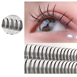 Extensions de cils professionnelles personnalisées, forme Wispy, 0.07, 8-18mm, pour salon, faites à la main, volume pré-fait, noir mat doux, cheveux synthétiques - Product Image 2