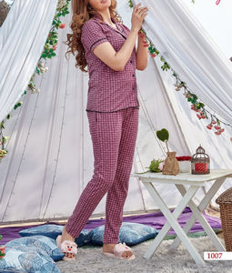 Ventes en gros de robes de nuit pour filles, vêtements de nuit, ensemble pyjama deux pièces, pyjama en satin et coton, pyjamas de créateurs pour femmes, tenue de nuit - Product Image 2