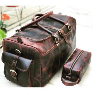 B S International Vintage Bolso de cuero genuino para viaje y almacenamiento Durable Bolsa de senderismo de gran capacidad con correa ajustable - Product Image 2