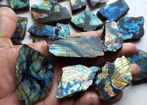 Lot de pierres précieuses en vrac naturelles Multi Flashy Labradorite Slice Cabochon pierres polies pour la fabrication de bijoux - Product Image 6
