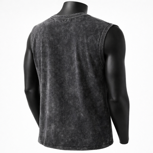 Camiseta sin mangas para hombre con lavado ácido, gráfico de calavera con púas, estilo gótico streetwear, vintage, camiseta muscular con efecto lavado, estilo punk, chaleco de algodón - Product Image 5