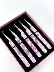 Revestimiento de papel Hello Kitty de alta calidad, pinzas de extensión de pestañas japonesas de acero inoxidable de 90 grados, herramientas de belleza con logotipo personalizado - Product Image 2