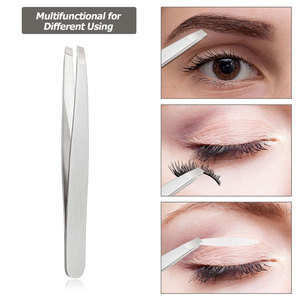 Pince à épiler ergonomique à pointe en fibre de couleur argentée en acier inoxydable 12 pièces - Product Image 4