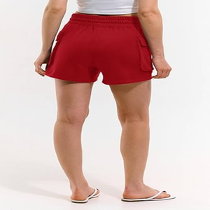 Short de survêtement confortable taille haute pour femme Logo personnalisé athlétique course salon Fitness cordon éponge coton entraînement - Product Image 4