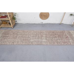 Alfombra de lana Beige Vintage de 230x940cm hecha a mano diseño clásico de retazos patrón rectangular abstracto para dormitorio con respaldo de látex de 4m de ancho - Product Image 3