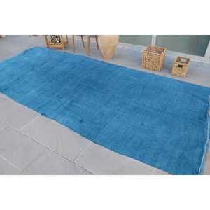 Alfombra Turca Grande de 5.3x11.9 pies, Alfombra Vintage Azul Camuflaje - Product Image 4