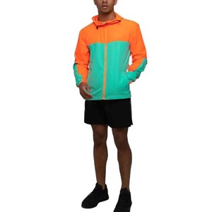 Coupe-vent d'extérieur personnalisé pour hommes avec veste à fermeture éclair pour hommes, matériau personnalisé de couleur bloc respirant de couleur unie High Street - Product Image 2