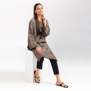 Premium de alta calidad 2025 mangas completas OEM ODM mejor diseño mujeres impresas Kurtis en color negro - Product Image 5