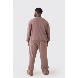 Sudadera de Cuello Redondo con Logotipo Personalizado Color Malva Empolvado para Hombre y Pantalones Anchos a Juego, Conjunto Deportivo Trackstar OEM de Marca Privada - Product Image 2
