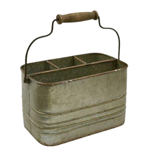 Panier à ustensiles galvanisé à trois compartiments panier à couverts en métal personnalisé idéal pour les pique-niques de cuisine à manger - Product Image 5