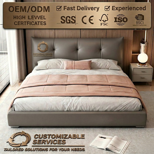Lit en cuir insonorisé avec structure en bois massif KD, contemporain, facile à assembler, mobilier de <span class=keywords><strong>chambre</strong></span> à <span class=keywords><strong>coucher</strong></span> en gros - Product Image 1