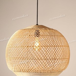 Luminaire suspendu de style design en bambou et rotin, style ferme traditionnel, pour appartement, salon, chambre à coucher, lustres, éclairage créatif - Product Image 2