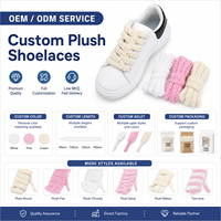 Lacets en peluche personnalisés ultra doux en chenille, trois couleurs, plusieurs styles, décoratifs, mode, OEM Mingjia