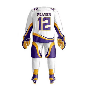 Maillots de hockey sur glace 100% polyester OEM Vêtements d'équipe de hockey Chemises personnalisées Sublimation Vêtements d'équipe pour enfants et adultes Uniformes de hockey sur glace - Product Image 6