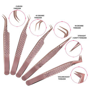 Ensemble de pinces à cils professionnelles très vendues, en acier inoxydable, pointes en fibre antistatiques, emballage personnalisable avec logo, cils et sourcils - Product Image 3