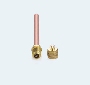 Robinet d'accès en laiton 1/4, tube en cuivre CB, 9,5 cm, 23G, 7/16 -20 SAE 45 °   Flare 1200PSI Port de charge brasé NRV Réfrigérant Inde - Product Image 5