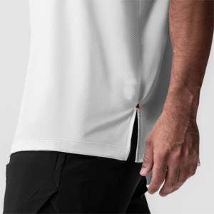 Camiseta de entrenamiento de gran tamaño blanca Camiseta de gimnasio de rendimiento Absorbe el sudor, antimicrobiano, camiseta de entrenamiento atlético Boxy Fit de secado rápido - Product Image 5