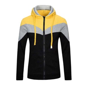 Sweat-shirts à capuche zippés en polaire pour hommes, haute qualité, hiver 2024, style décontracté, patchwork, hip-hop, respirant, vente en gros - Product Image 3