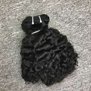 Vente en gros 1B couleur birmane bouclée 100% vierge non traitée HD dentelle fermeture Machine Double trame 100g Bundle extensions de cheveux humains - Product Image 3