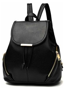 Sac à dos en cuir PU pour hommes, sac d'école et de voyage pour ordinateur portable avec doublure en polyester, fermeture à rabat pour adolescents et filles - Product Image 4