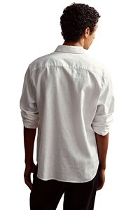 Chemises à col manches longues texturées en mélange de lin et de coton à coupe régulière de qualité supérieure personnalisées de marque pour hommes - Product Image 5