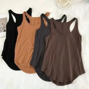 Casual Female Fitness Sport Vest <b>Summer</b> O-Neck Black Tank <b>Top</b> Solid Color Loose Basic Camisole <b>Sleeveless</b> Halter Sporty Style - Product Image 1