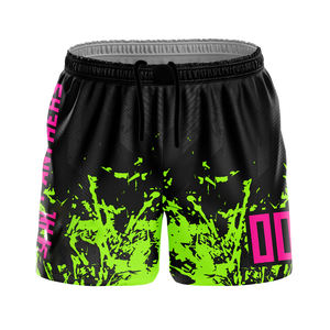 Neon <b>Green</b> and Black Splash Print <b>Shorts</b> for <b>Men</b> Trendy Sportswear with Elastic Waist and Drawstring for Gym and Street Style - Product Image 1