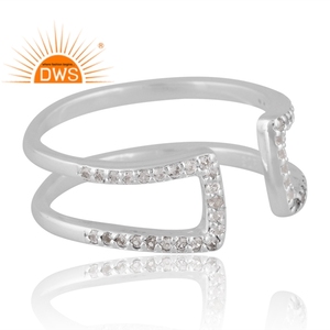 แหวนพลอยบุษราคัมสีขาวธรรมชาติเงินสเตอร์ลิงขายดีเครื่องประดับดีไซน์ตามต้องการ - Product Image 4