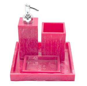 Juego de baño de resina Juego de accesorios de baño de resina Juego de baño de material de resina hecho a mano de lujo moderno - Product Image 4