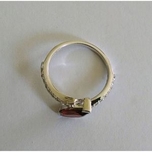 Handmade 925 Sterling <b>Silver</b> Shah Gems <b>Ring</b> for Women Natural <b>Garnet</b> and White Topaz Marquise Cut Everyday Wear Jewelry - Product Image 5