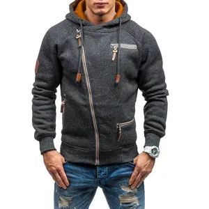 Cárdigan de Invierno para Hombre, Tejido con Forro Polar, Cierre de Cremallera y Decoración de Botones, Diseño con Patrón de Letras - Product Image 1