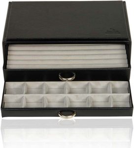 Caja de almacenamiento con 2 cajones para joyería, organizador de joyas decorativo, elegante, bandeja de exhibición de joyas, pendientes, anillos - Product Image 2