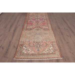 Alfombra Turca Vintage de Lana Azul, 3.4x12.4 pies (105x379 cm) - Product Image 2