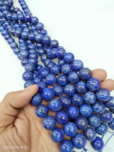 Perles de cristal bleu lapis-lazuli naturelles, rondes et lisses, pour la fabrication de bracelets - Matériaux de bijouterie de qualité supérieure AAA - Product Image 6