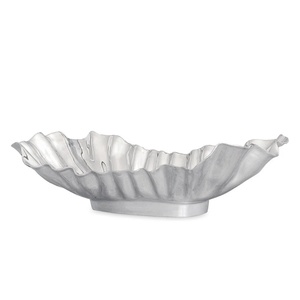 Bol de service en aluminium à coquille ronde de style moderne Sculpture abstraite pour la maison, la vitrine, le bureau, la table, l'artisanat en métal - Product Image 1