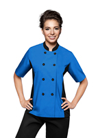Veste de chef professionnelle pour femmes à manches longues en polycoton avec aérations en maille, logo personnalisé, couleur personnalisée, hôtel, restaurant, bar