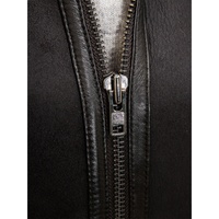 Blouson bombardier en cuir pour femme B-3-noir peau de mouton avec doublure en fausse fourrure noire veste de Moto en peau de mouton