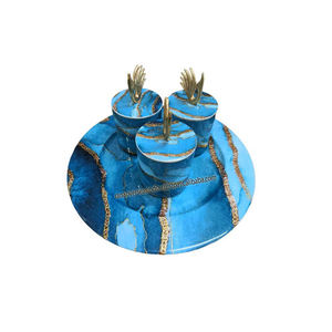 Top Quality Luxury Hot Sale Serving <b>Bowl</b> Wooden Serving Dish Tray Metal Iron Snack Serving Container <b>With</b> <b>Lid</b> - Product Image 3