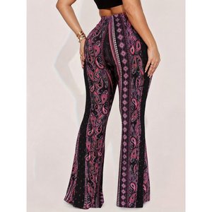 Pantalones de licra con estampado de ondas Kadin Yuksek Bel, 38140 - Rosa - Product Image 3